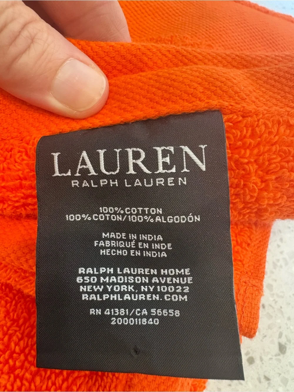 NWT Set of 2 Lauren Hand Towels in Summer Orange